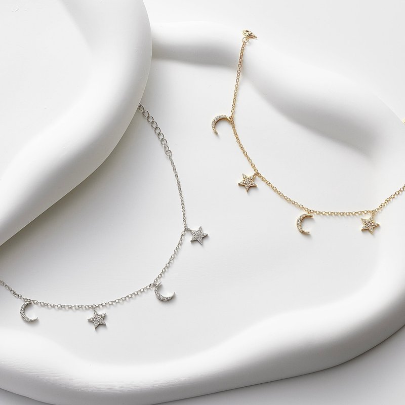 Moon star bracelet -LATUA STELLA- - 手鍊/手環 - 純銀 金色
