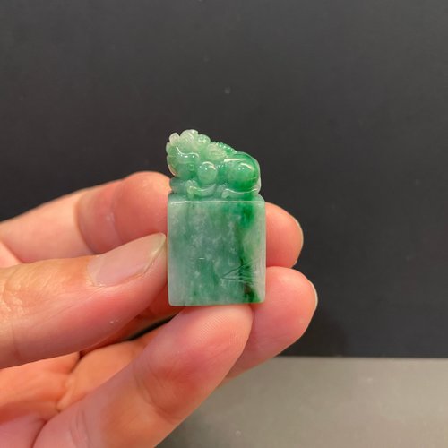 元元圓滾滾 水晶手鍊 瀚玉珠寶 天然翡翠 滿綠貔貅印章 天然緬甸玉印章 招財避邪 貔貅