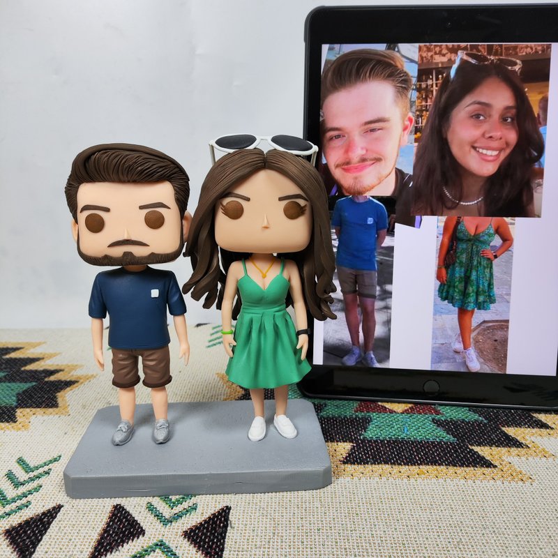 客製化3D人像公仔 訂製手工Funko Pop情侶父母夫妻結婚週年禮物 - 公仔/玩偶 - 黏土 多色