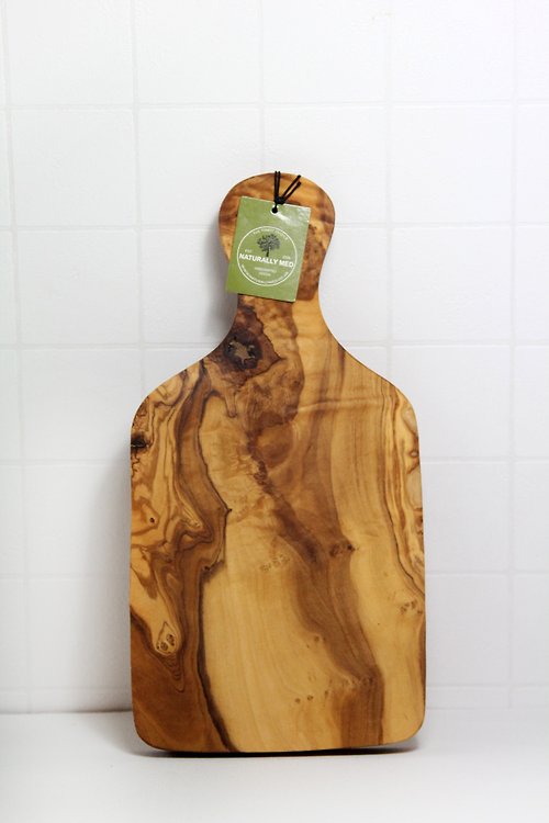 Naturally Med olive wood chopping board/dining board/display board (round  hole handle)