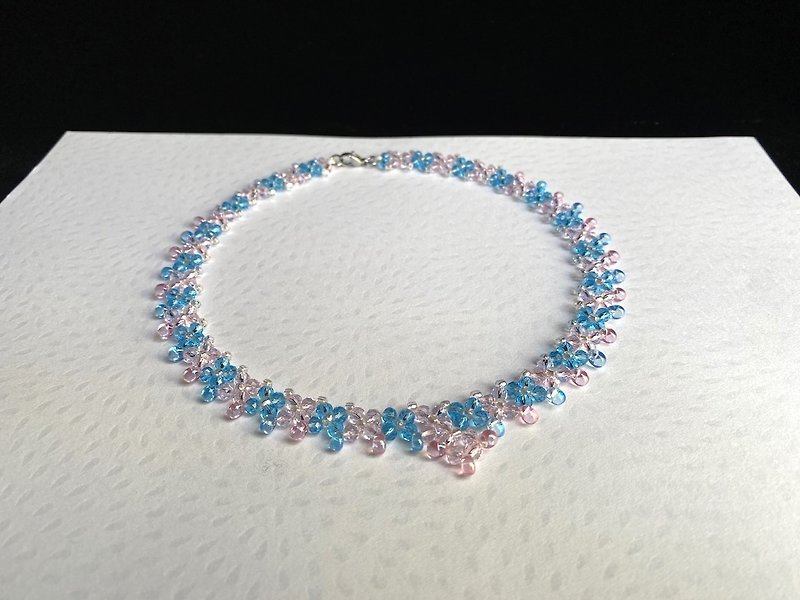 Unique design Czech crystal Japanese beads Japanese water drop beads handmade braided necklace - สร้อยคอ - แก้ว หลากหลายสี