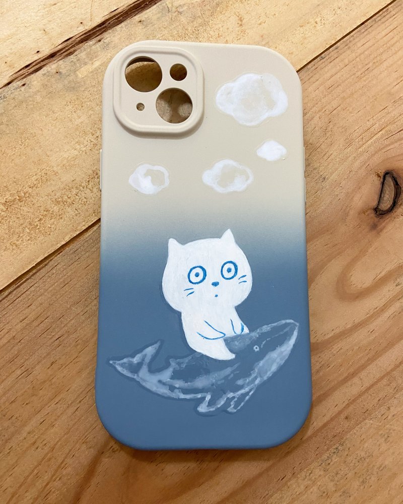 Fully hand-painted mobile phone case-Whale Flying - Phone Cases - Silicone Purple