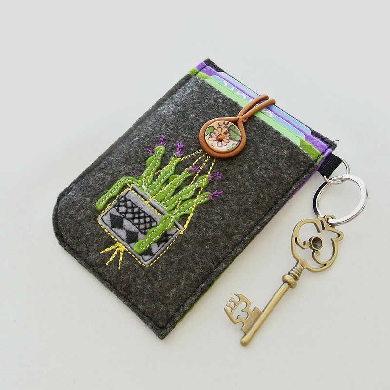 Card Holder, Card Case, Card Keychain - Cactus Lovers (C)