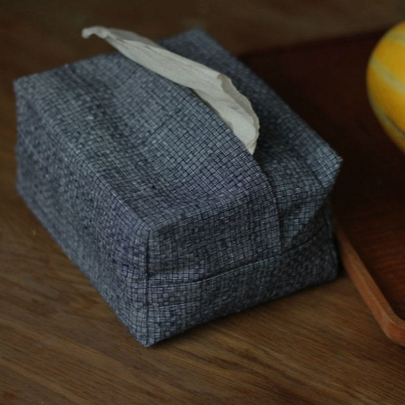 Grey fine grid homespun hand-woven cloth surface paper box cotton linen cloth art pumping box paper towel box paper towel cover facial paper cover