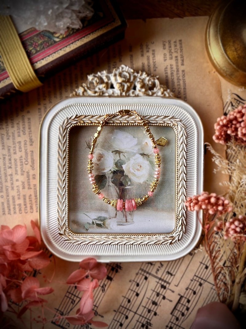 -Love Formula-Natural crystal bracelet/ Bronze bracelet - Bracelets - Semi-Precious Stones Pink