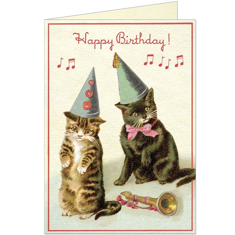Cavallini & Co.  GREETING CARD 生日卡(大)_生日帽貓貓 - 卡片/明信片 - 紙 多色