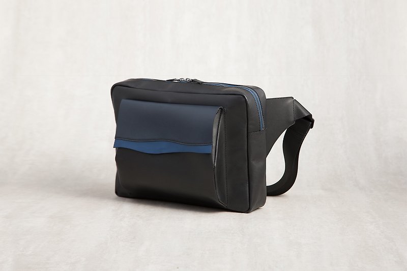 Handmade leather diagonal bag/cross bag-ocean blue/dark/anti-scratch and anti-fouling - Messenger Bags & Sling Bags - Genuine Leather Blue