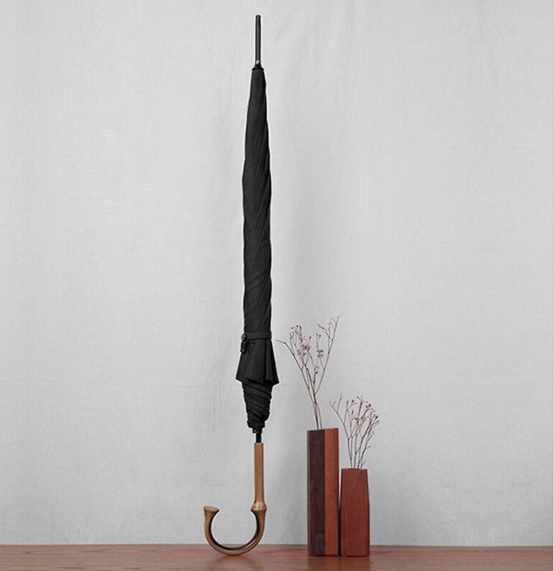 Super large sunblock black umbrella original long-handle vintage men's bamboo - ร่ม - วัสดุอื่นๆ สีดำ