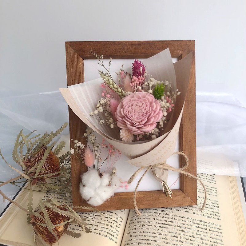 Eden Praise-Sun Rose Mini Bouquet Frame Flower - Dried Flowers & Bouquets - Plants & Flowers Pink