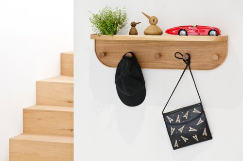 Wireworks 英倫極簡實木家居 角落木掛架 / Nook Five Hook Shelf