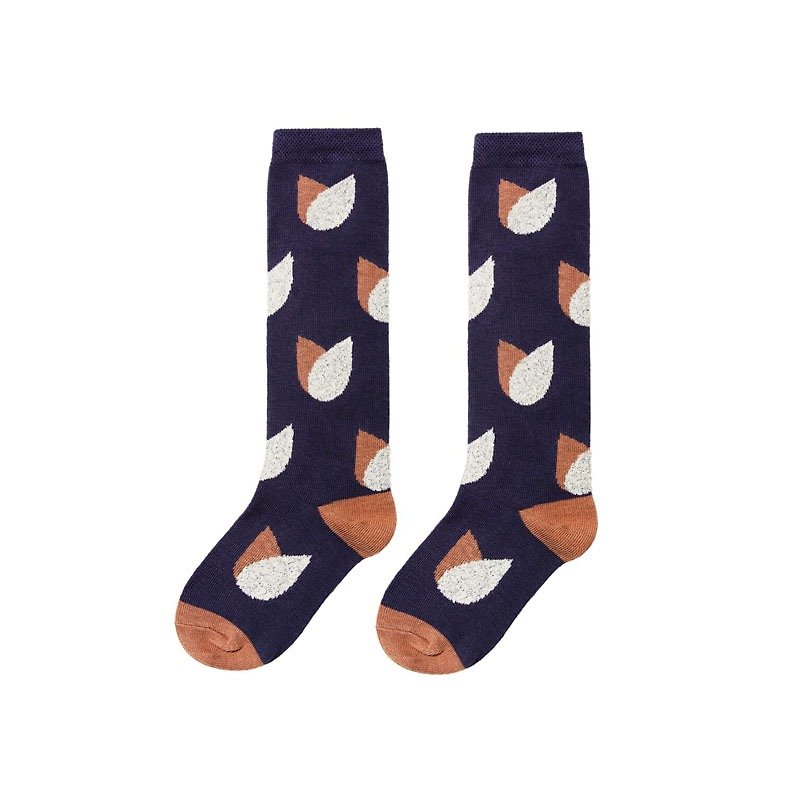/ Delicate fox socks - ถุงเท้า - ผ้าฝ้าย/ผ้าลินิน สีน้ำเงิน
