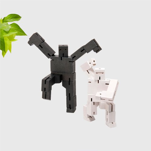 Cubebot 臺灣總代理 Cubebot 酷比人【忍者黑白組合】山毛櫸積木變形機器人公仔