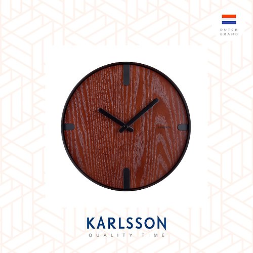 Ur Lifestyle 荷蘭Karlsson Wall clock Dashed walnut wood black胡桃木面掛鐘