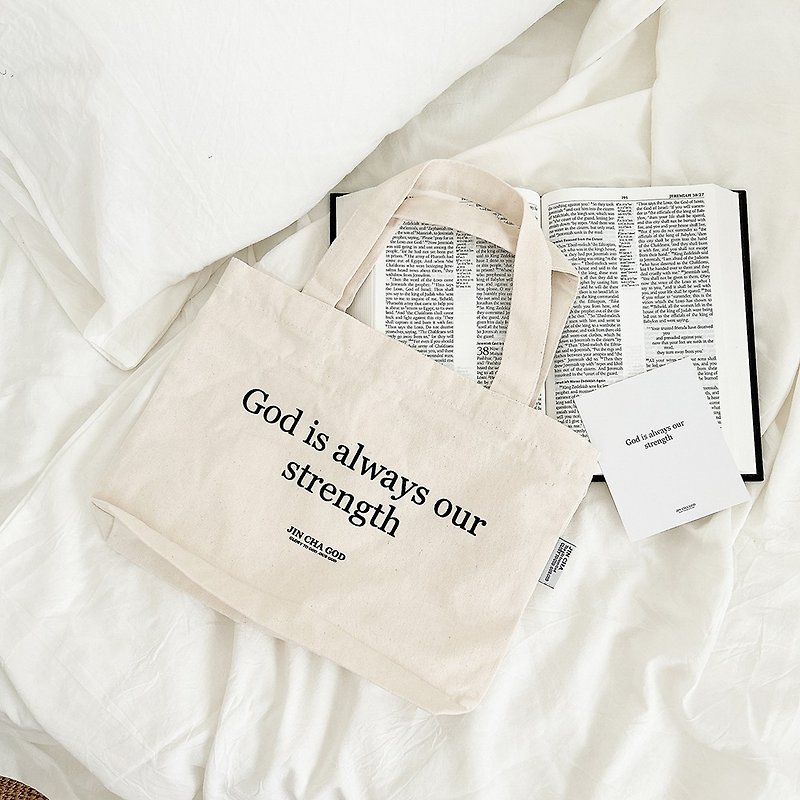 JIN CHA GOD-canvas small tote bag God is always our strength/Christ/baptized