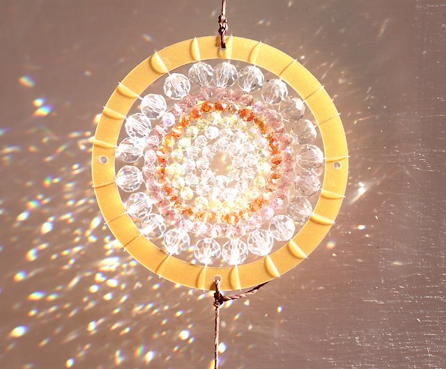 Hanging beads art orange pink clear light mandala suncatcher - Shop  girdhari Other - Pinkoi
