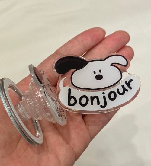 WOOOGUO 【WOOOGUO】帥狗手機氣囊支架 黏貼磁吸款 Magsafe 狗狗 可愛