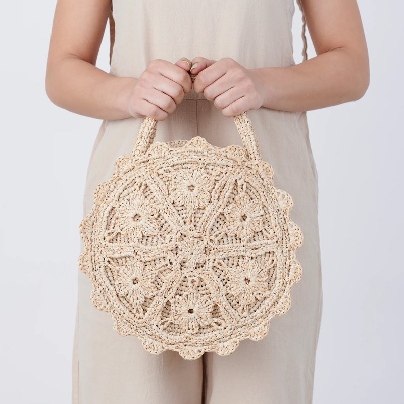 Mariel Bag - Natural Raffia Hand Crochet Straw Bag - Messenger Bags & Sling Bags - Eco-Friendly Materials Brown