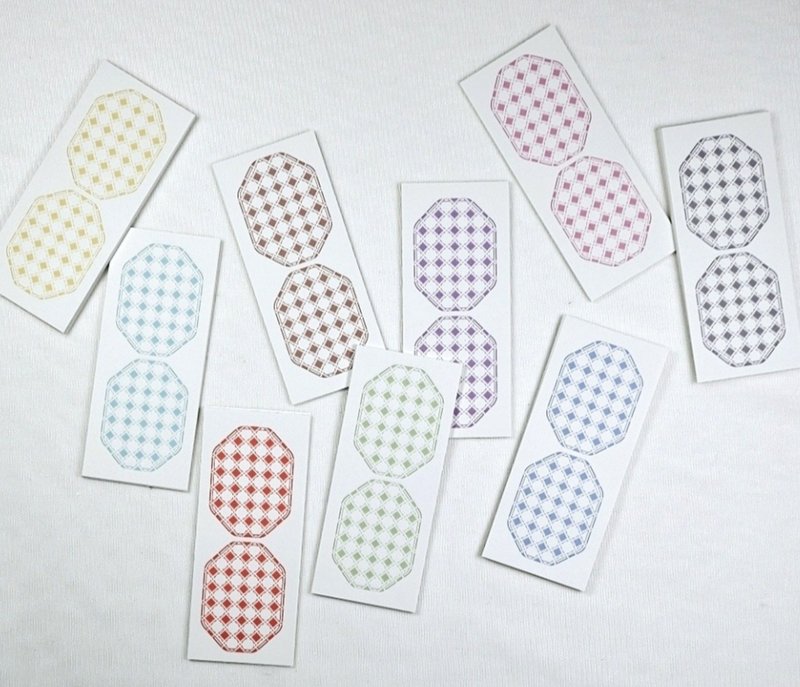 Check Pattern Octagonal Label Decor - 便條紙/便利貼 - 紙 多色