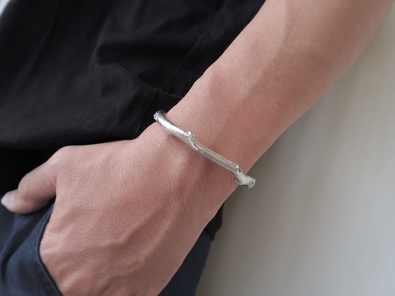 Forest series 925 sterling silver lucky gift branch C type male version bracelet 2 colors