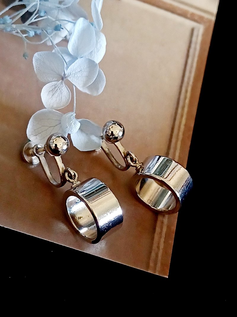 vintage jewelry  Marino 經典垂墜環圈造型 夾式耳環 - 耳環/耳夾/耳骨夾 - 其他金屬 