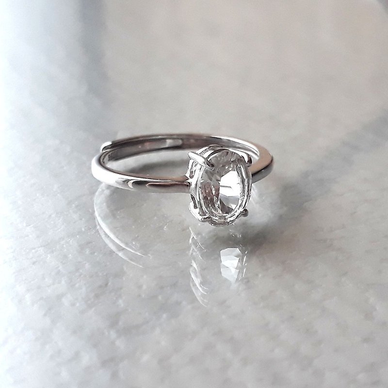 Platinum Silver 925 Stone Topaz VVS white oval section 6 * 8mm Ring Prong - General Rings - Semi-Precious Stones 