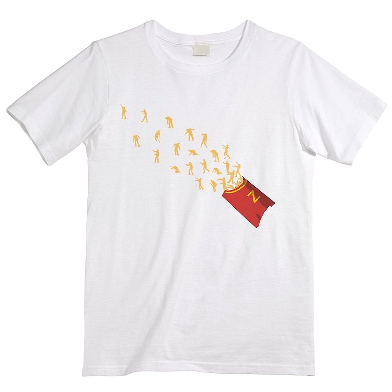 T-shirt / junk food party - เสื้อยืดผู้ชาย - ผ้าฝ้าย/ผ้าลินิน ขาว