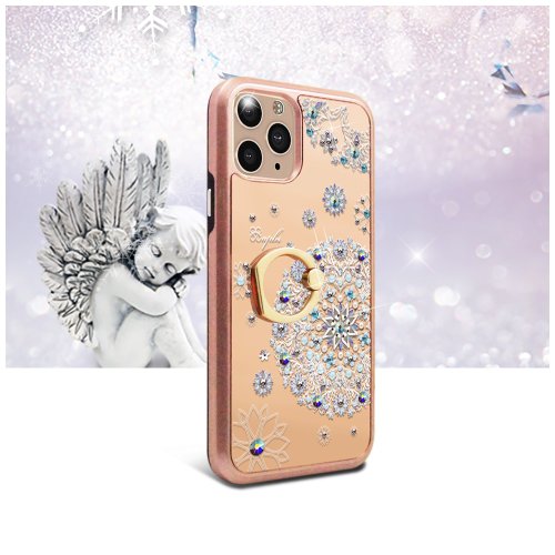 apbs 雅品仕 水晶彩鑽手機殼 iPhone 11 全系列水晶彩鑽全包鏡面指環扣雙料手機殼-天使心