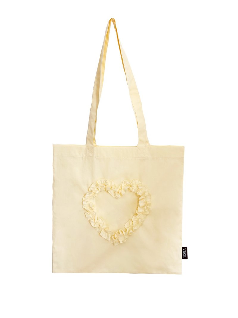 RUFFLE HEART COTTON BAG (BUTTER) - 手提包/手提袋 - 棉．麻 黃色