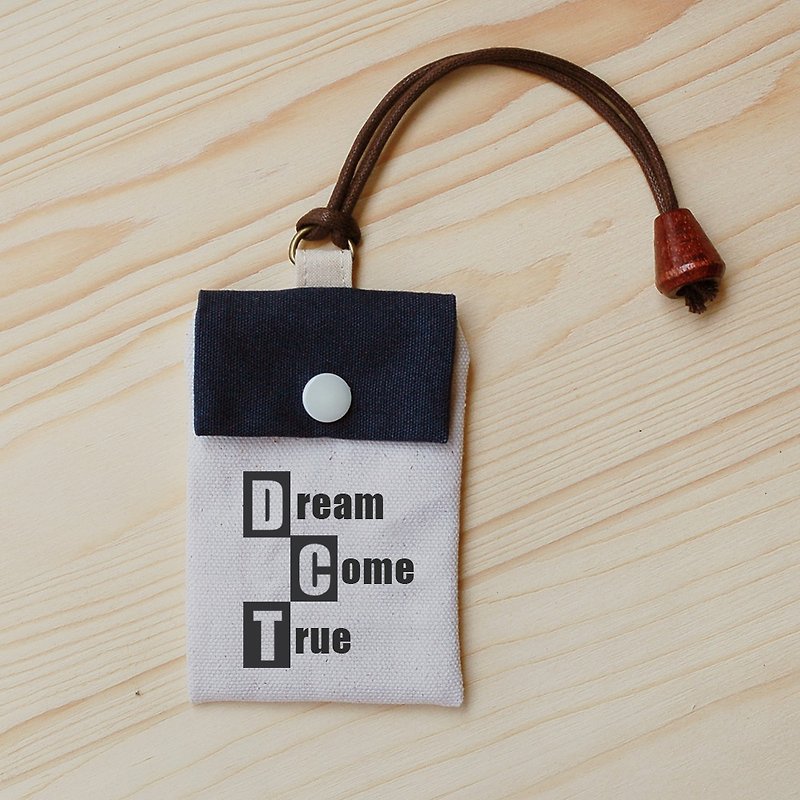 Positive energy card pocket - dream come true - ID & Badge Holders - Cotton & Hemp White
