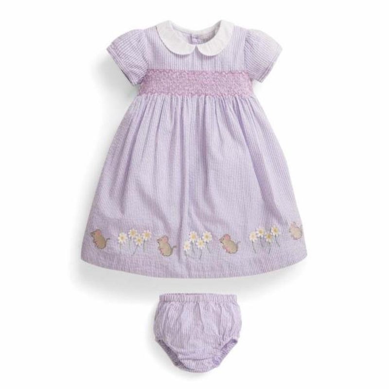 宝宝シリーズ小さな丸首の女性の赤ちゃんのかわいいドレスに英国の赤ちゃんと幼児の人気ブランドのラット - キッズドレス - コットン・麻 多色