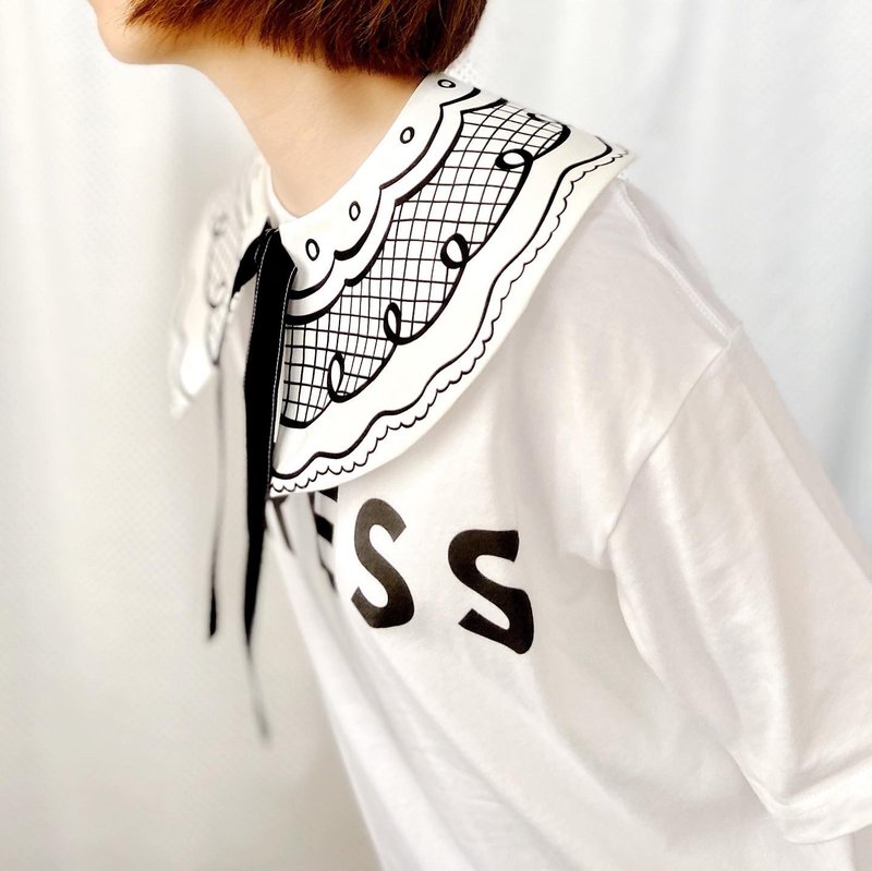 Original printed false collar like graffiti - หูกระต่าย/ผ้าพันคอผู้ชาย - ผ้าฝ้าย/ผ้าลินิน ขาว