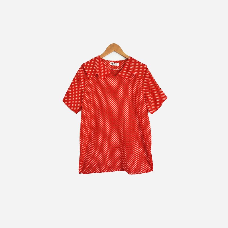Dislocated Vintage / Red & White Jade Collar Top no.653 vintage - Women's Shirts - Other Materials Red