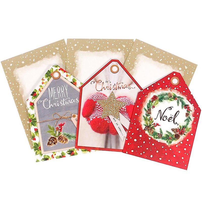Triangular Warm House Christmas Box Cards, 3 types, 12 pieces in total [Hallmark-Card Christmas Series] - Cards & Postcards - Paper Multicolor
