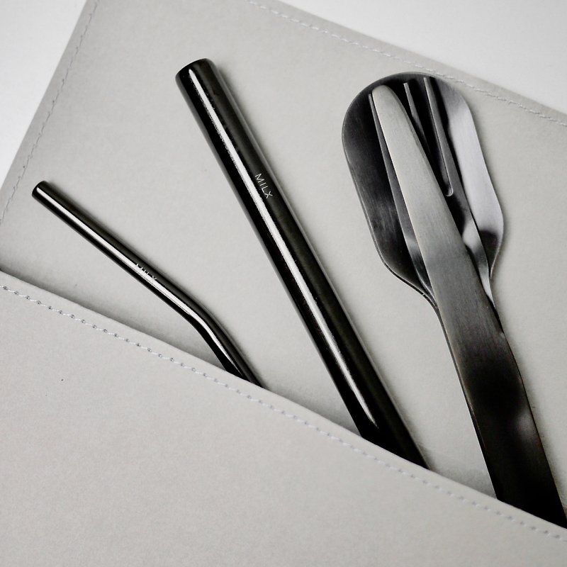 Straw Knife, Fork and Spoon Carrying Set-Straw Thickness Group Knife, Fork and Spoon Set Washed Kraft Paper Storage Clip