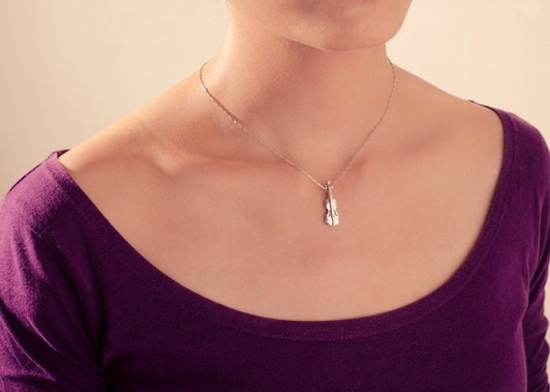 Violin Necklace - 925 Sterling Silver Necklace - Music Gift