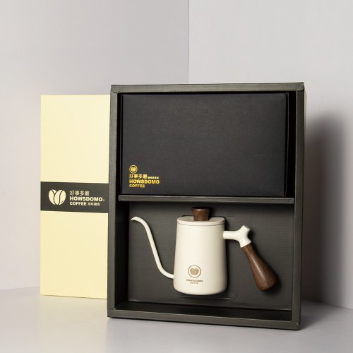 好事多磨-咖啡烘焙工作坊(Howsdomo coffee) 600ml 咖啡禮盒(胡桃木手沖壺+濾掛咖啡20包)-好事多磨