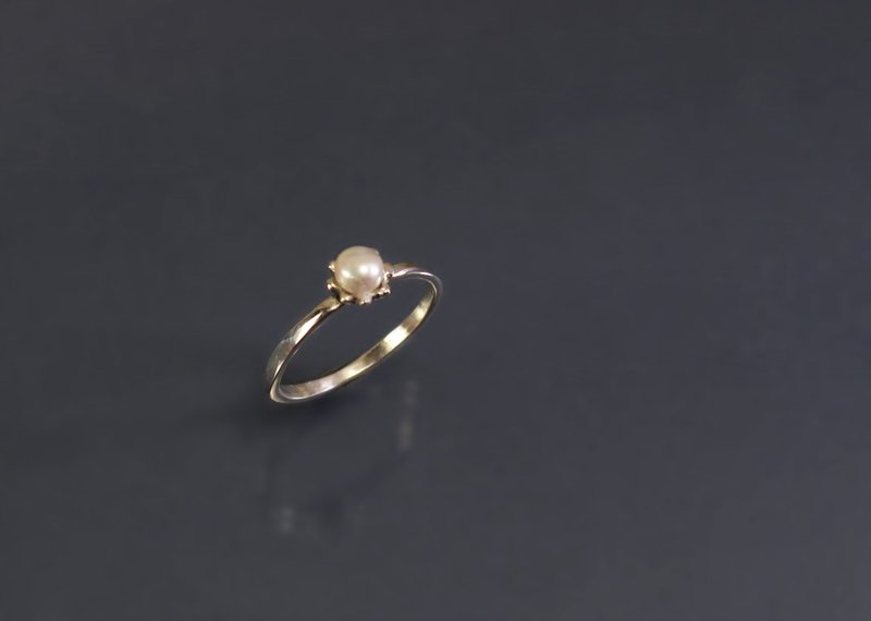 圖像系列-小花珍珠925銀戒 - 戒指 - 純銀 金色
