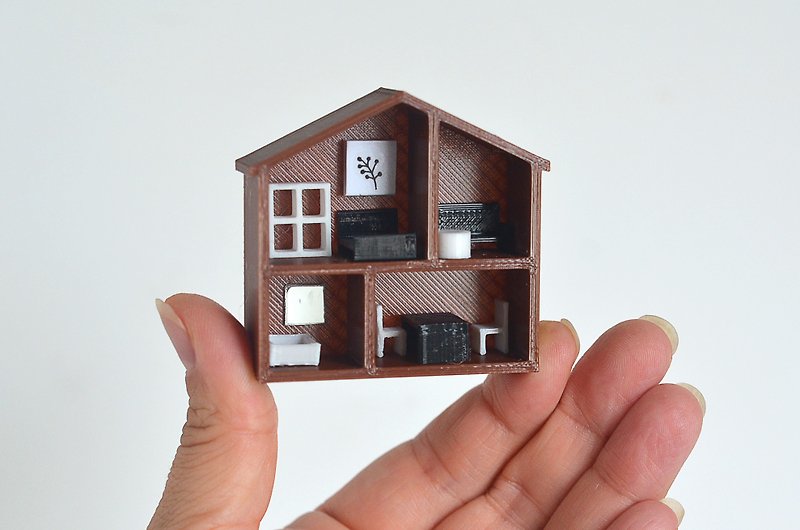 Miniature Dollhouse for dolls hinged shelf. Scale 1/12 - ตุ๊กตา - พลาสติก สีนำ้ตาล