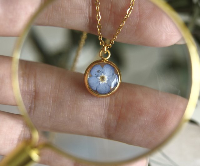 real forget me not flower necklace