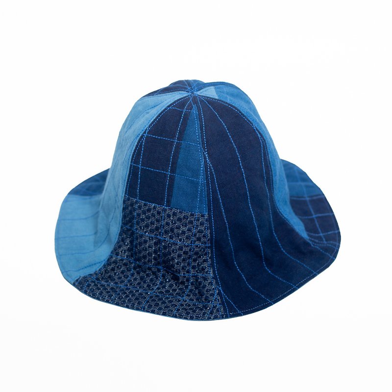 其他材質 帽子 藍色 - 藍染拼布太陽帽