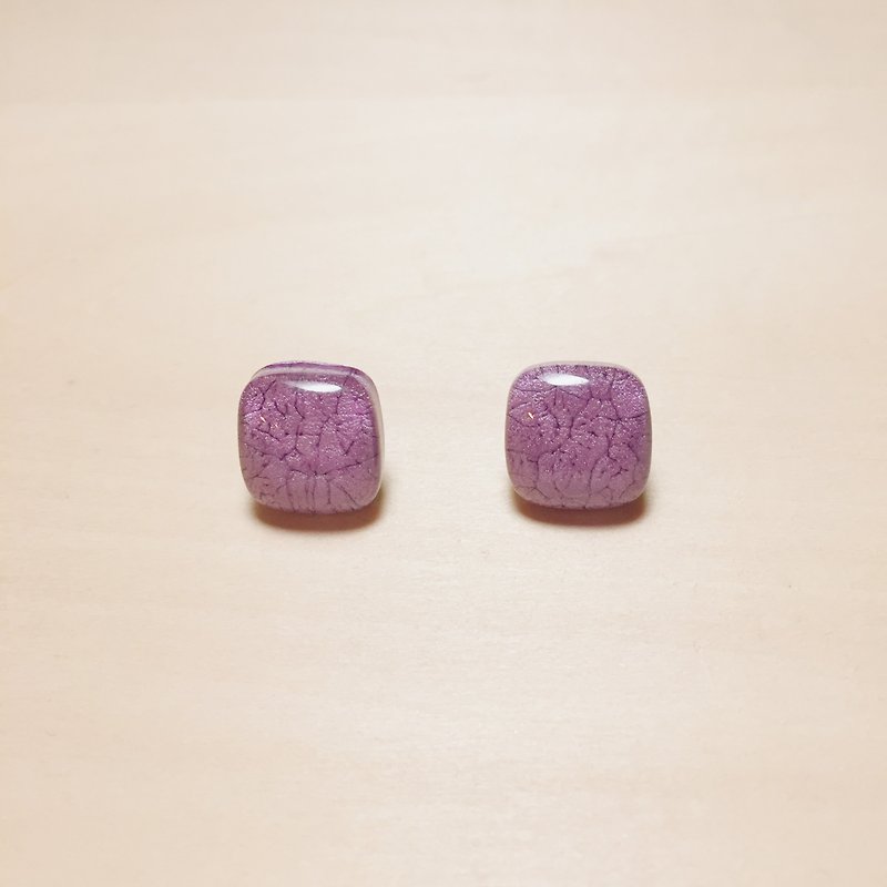 Vintage Purple Cracked Small Earrings