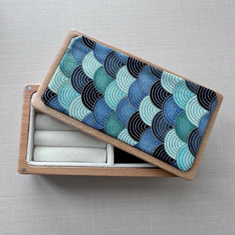 日式藍扇實木首飾盒 - 其他 - 棉．麻 