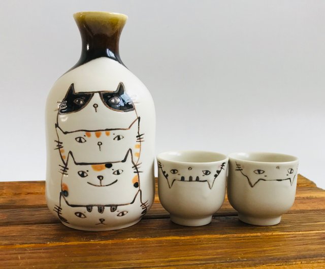 日本酒を呑む呑むセット 4猫のお猪口と徳利セット - ショップ 716