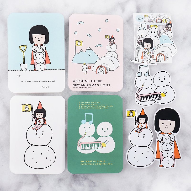 Snowman Items Set - Stickers - Paper White