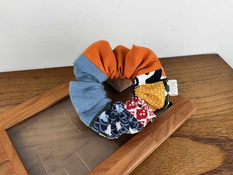 拼接荷葉髮圈 / 日系拼接達摩 - 髮夾/髮圈 - 棉．麻 多色