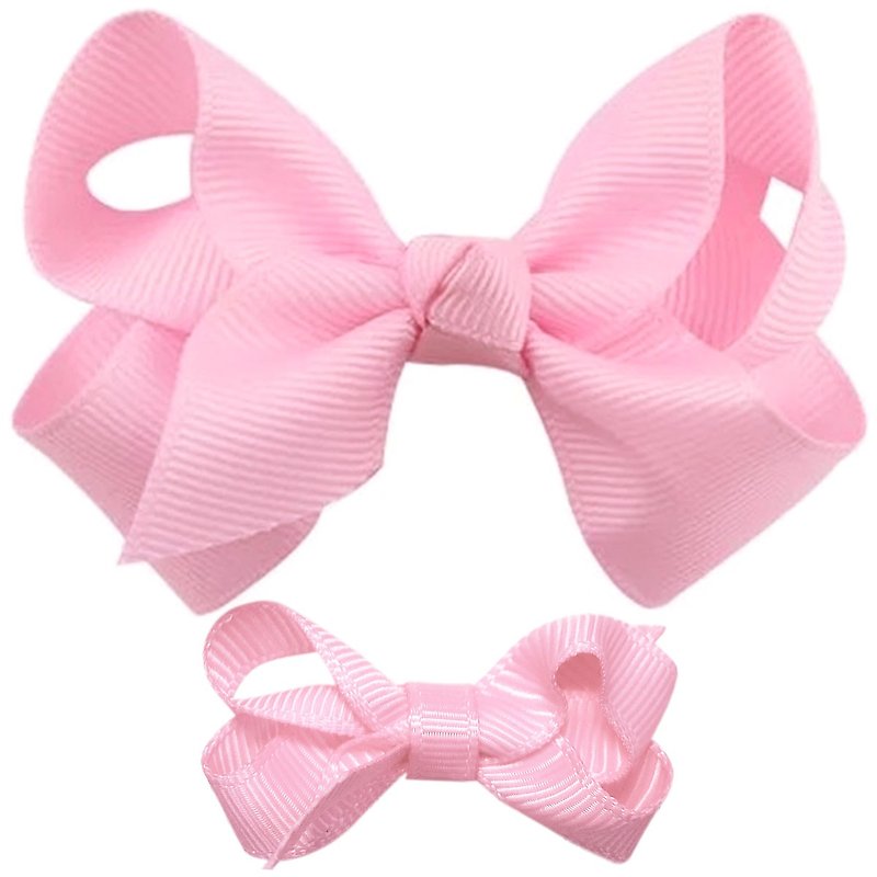 Cutie Bella Bow Knot All-Inclusive Fabric Handmade Hair Accessories Small and Medium Set 2 Hairpins-Pinky - Hair Accessories - Polyester Pink
