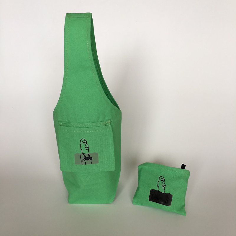 YCCT green drink bag bag cover - fresh green little witch (ice Pa Cup / Mason bottle / thermos bottle) patent admission / temperature changes Mo Yi stone cup sets - กระติกน้ำ - ผ้าฝ้าย/ผ้าลินิน สีเขียว