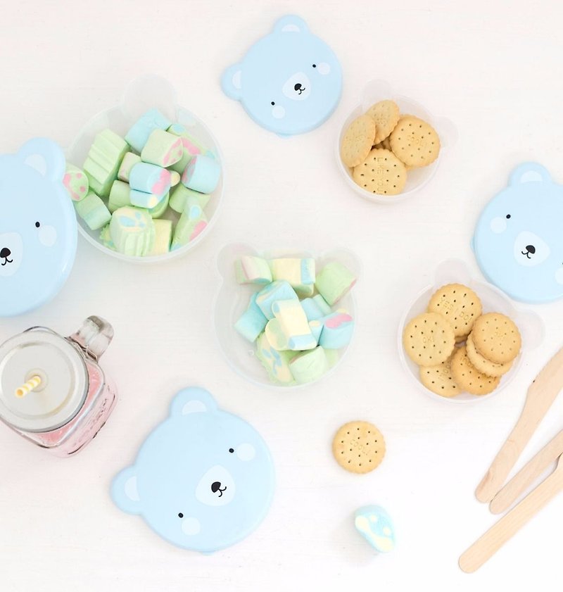 A Little Lovely Company - Healing Blue Bear Picnic Box/Snack Box (4 in) - Camping Gear & Picnic Sets - Plastic 
