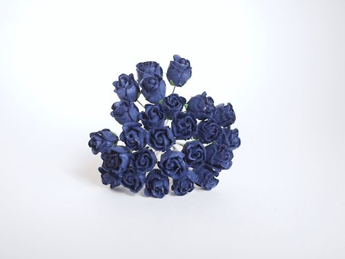 makemefrompaper Paper flower, 25pieces, size 1 x1.2 cm. budding rose flower, passion blue color.