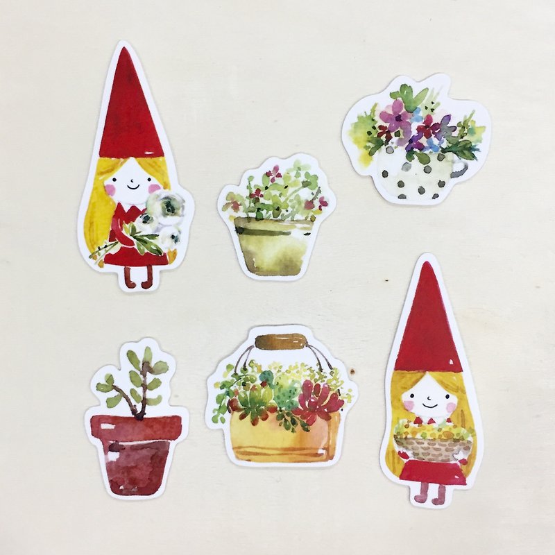 Garden Elf Illustration Sticker Pack - สติกเกอร์ - กระดาษ 
